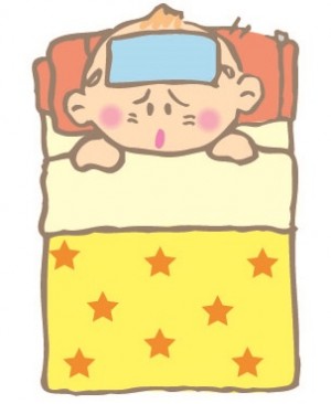 発熱した赤ちゃんのイラスト